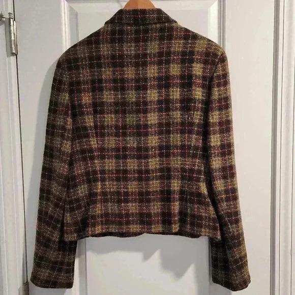 The Limited vintage Tweed Blazer Jacket Career Wear Brown Green Fitted Size S - Picture 3 of 6